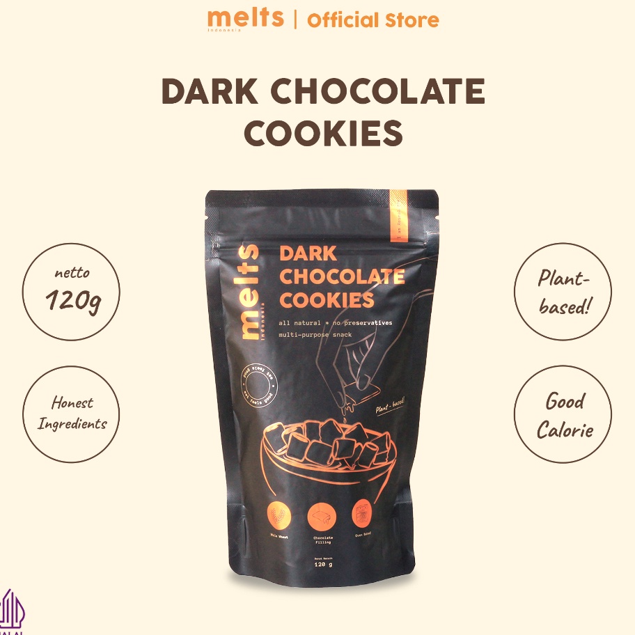 

Best Seller Melts Dark Chocolate Cookies | Snack Kukis Sereal Cokelat Plant Based Vegan Best Produk