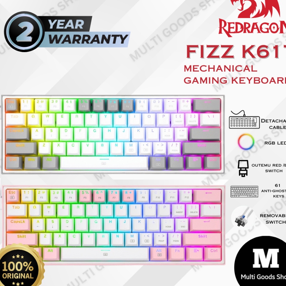 Promo K617 / K617R / K617RGB Redragon Mechanical Gaming Keyboard 60% FIZZ ➥❇❋