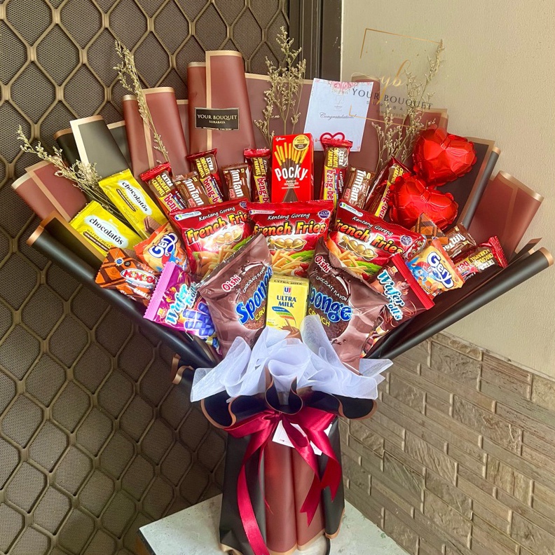 

12.12 SALE [READY INSTAN] PREMIUM BOUQUET SNACK BUKET WISUDA ULANGTAHUN serbuuu !