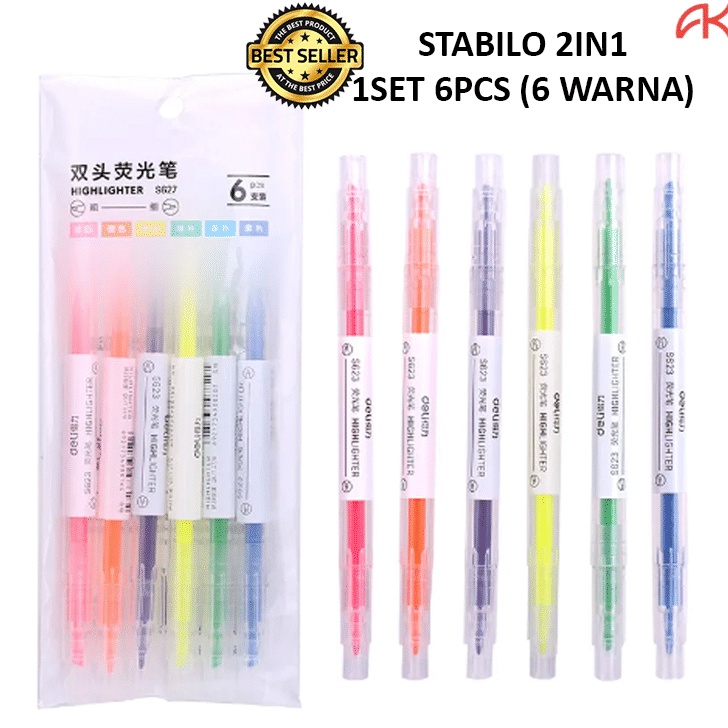 

Laris ANK STABILO HIGHLIGHTER 2IN1 SET ISI 6PCS / PENSIL STABILO WARNA WARNI 2 SISI Model Terkini