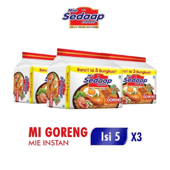 

️✔️✔️ Sedaap Mie Instan Goreng Isi 5 Bag 90 gr x3 buruan