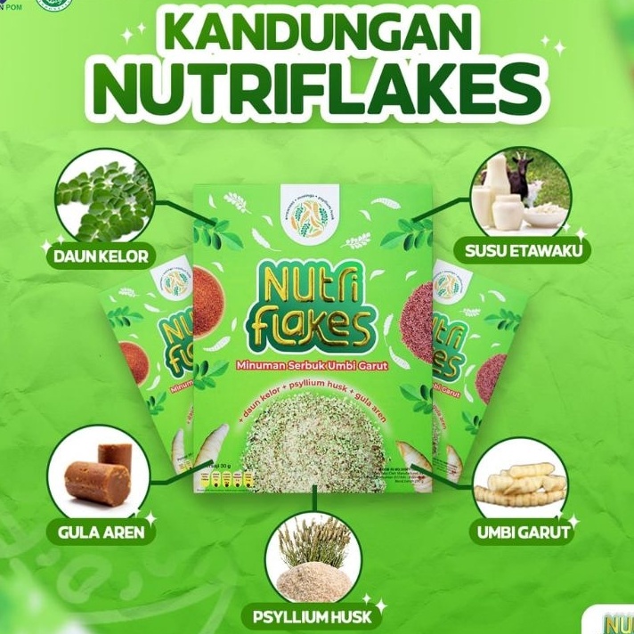 

Ready NUTRIFLAKES SEREAL UMBI GARUT solusi masalah asam lambung dan magh extra daun kelor Best Produk