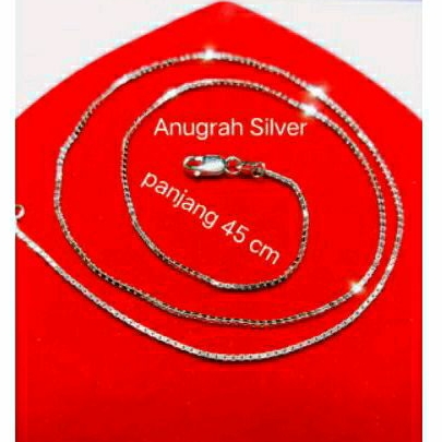 Kalung italy kaca perak asli 925 remaja dewasa warna kilau/Silver lapisan emas putih murni.