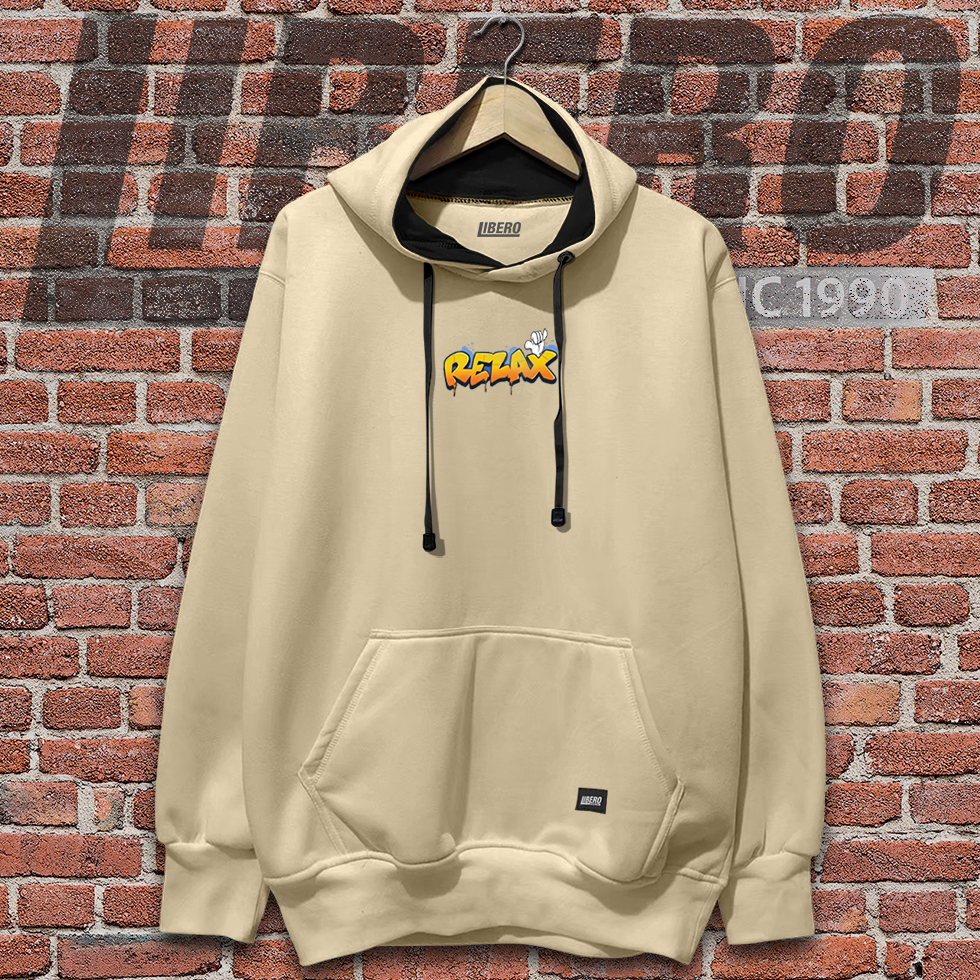 Hoodie Premium Sweater Hoodie Pria Distro Bandung Sablon RELAX Warna Cream Original Tebal Size M L X