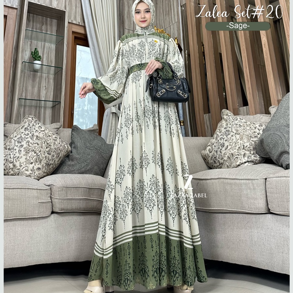 TerbatasTt0T4 Zazaa Label - Zalea set jilbab ceruti babydoll gamis motif formal/non formal wanita mu