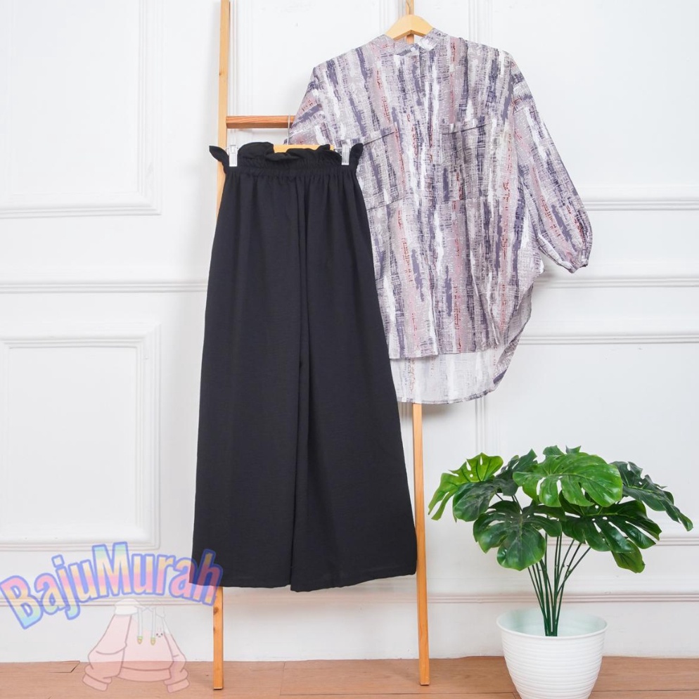 MODEL DZK186 NAJWA - ONE SET WANITA TIARA TUNIK CELANA CRINGKLE