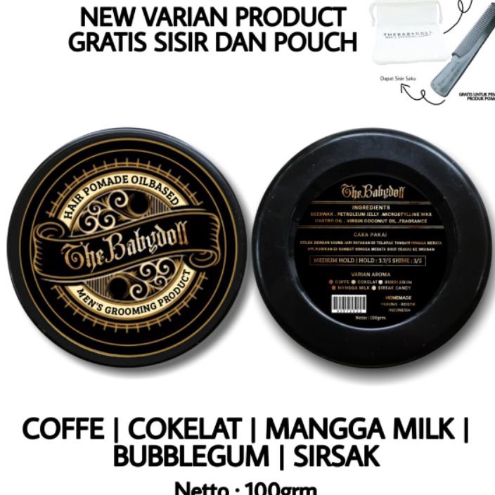KODE NRN961 Pomade Oilbased Medium hold thebabydoll 100grm grosir murah