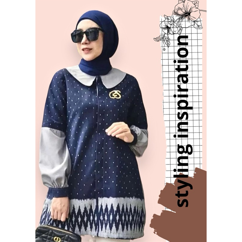 blouse tenun - blouse etnik - blus wanita - baju tenun wanita