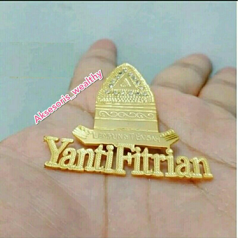 Bros Menara siger Lampung Tengah lapis emas / siger Lampung / pin logo lampung