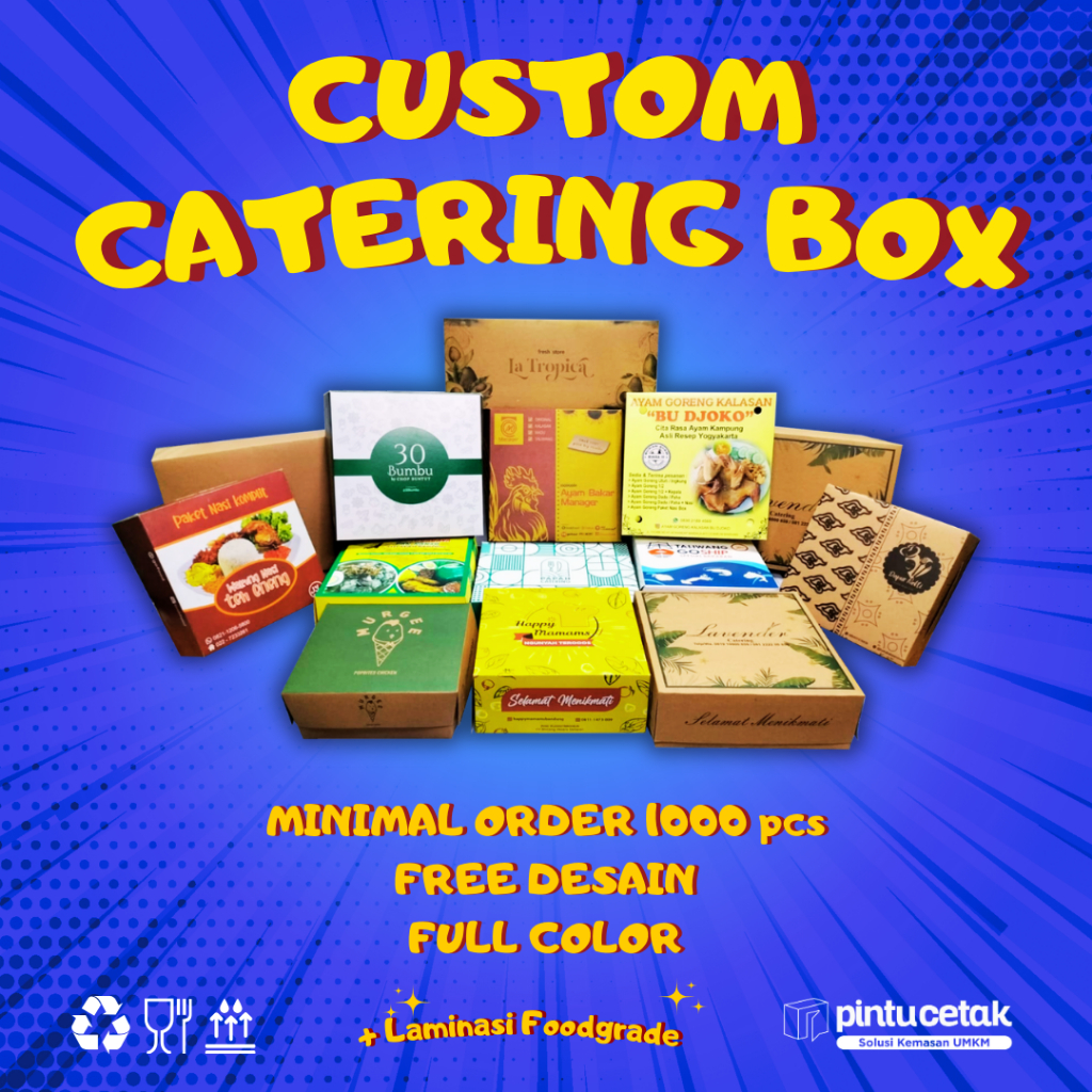 CUSTOM DESIGN CATERING BOX Makanan Paper Kraft, MIN ORDER 1000 PCS, DESIGN FULL COLOR WARNA TERMURAH