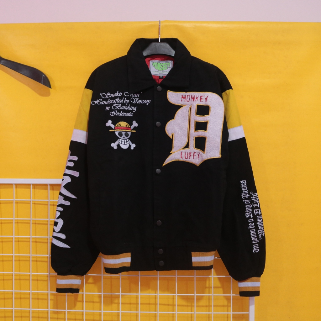 Varsity Vn One Piece Luffy Snake Man Black