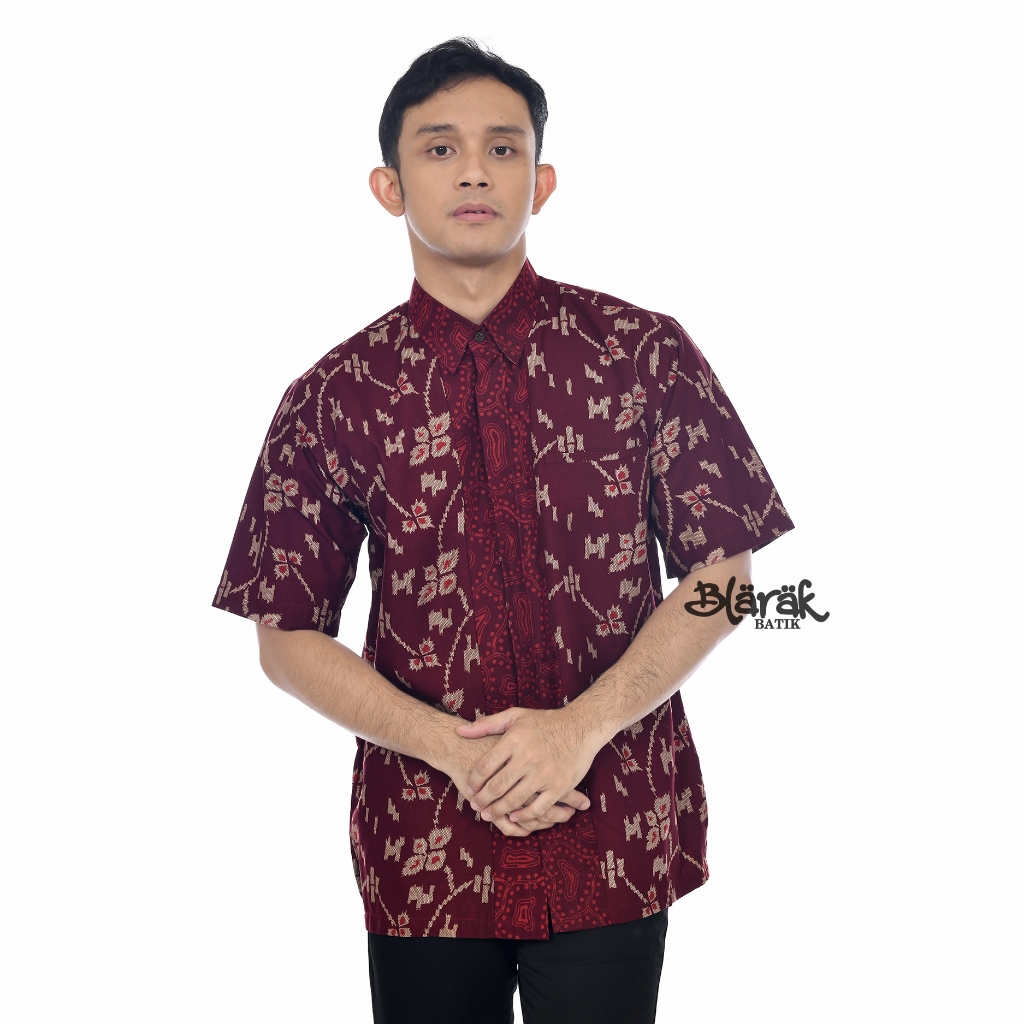 BLARAK - Baju Batik Pria Cap Trikot Lengan Pendek Wanantara Reguler Fit