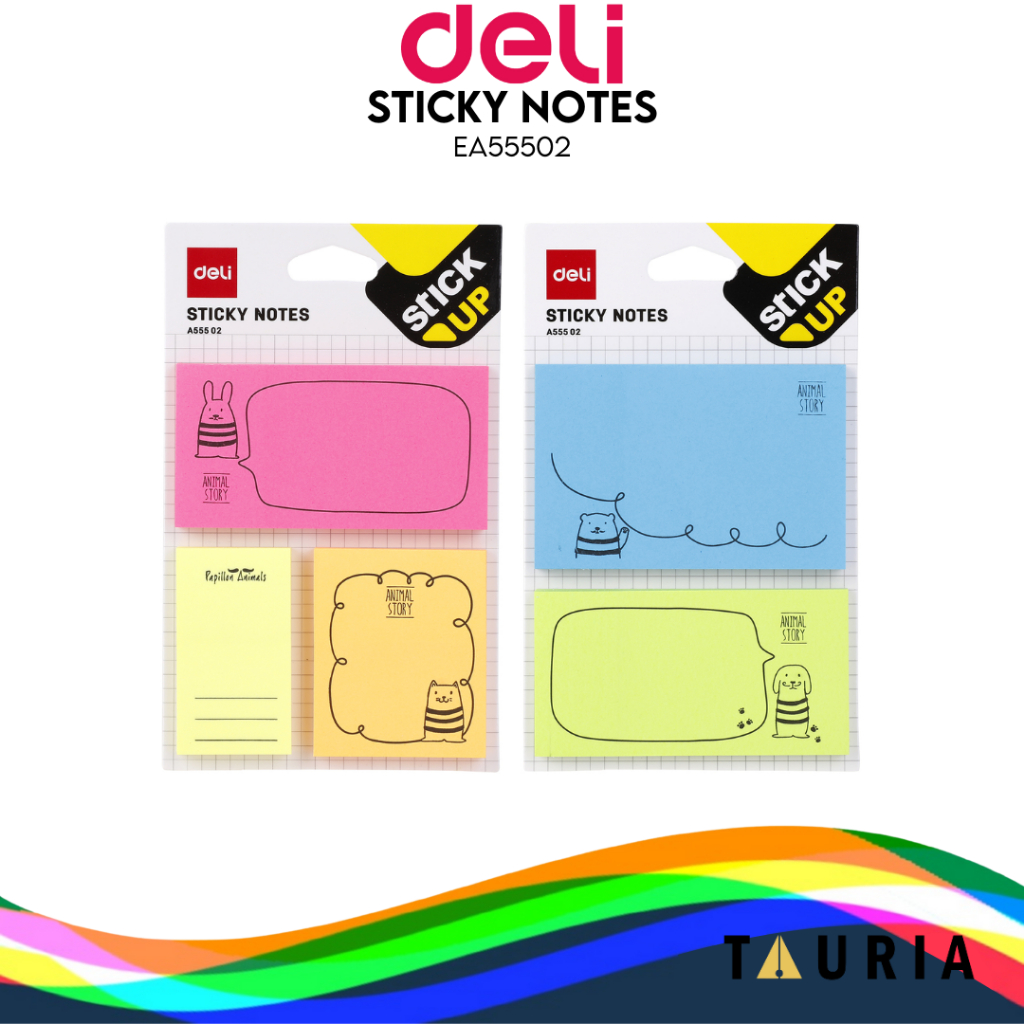 

Deli A55502 Memo/Sticky Notes Set [50 sheets pad/76 mm/95 mm/mix]