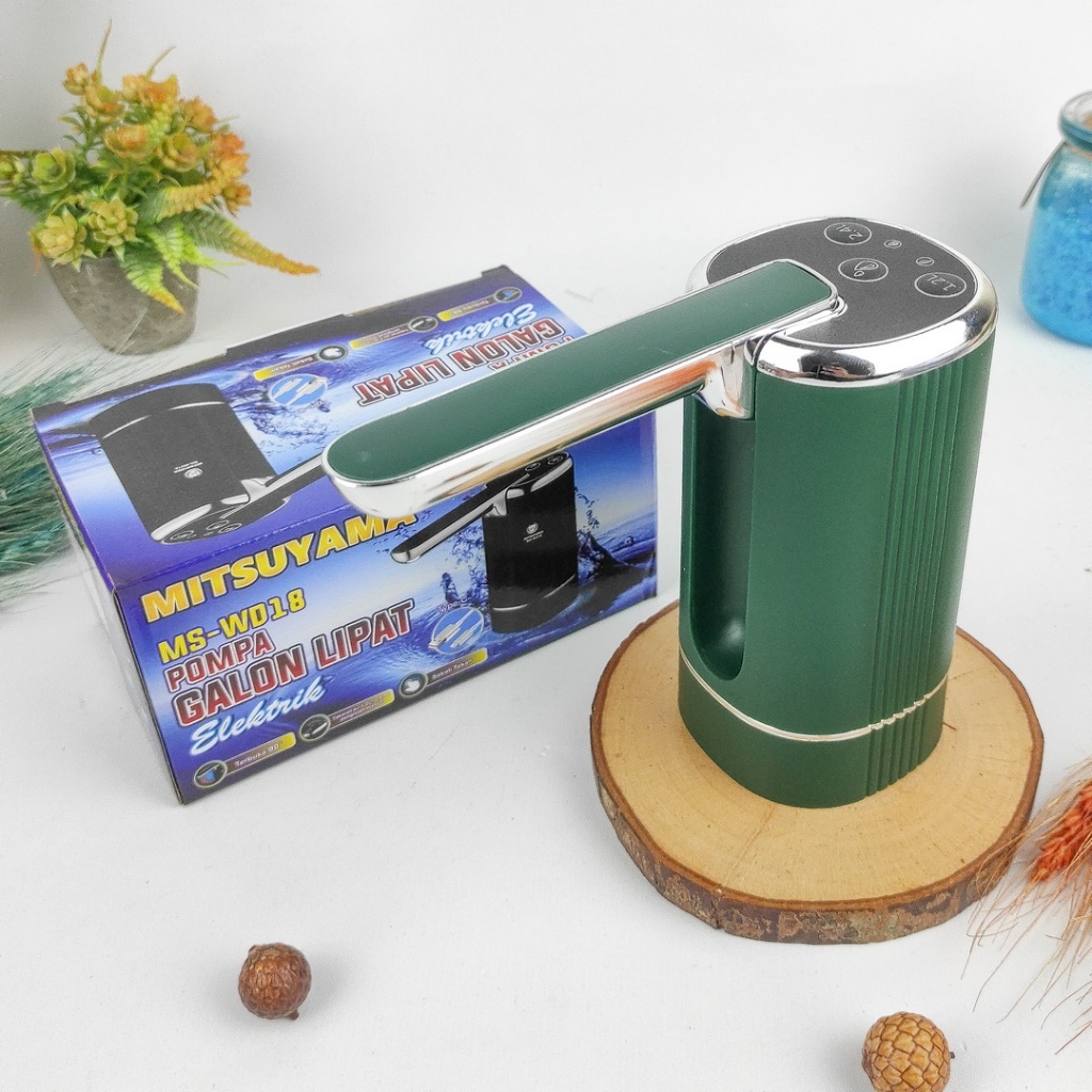 Water Pump Mitsuyama Ms-WD18 HIjau dan HItam Bisa di lipat Electric Pompa Air Galon Cas