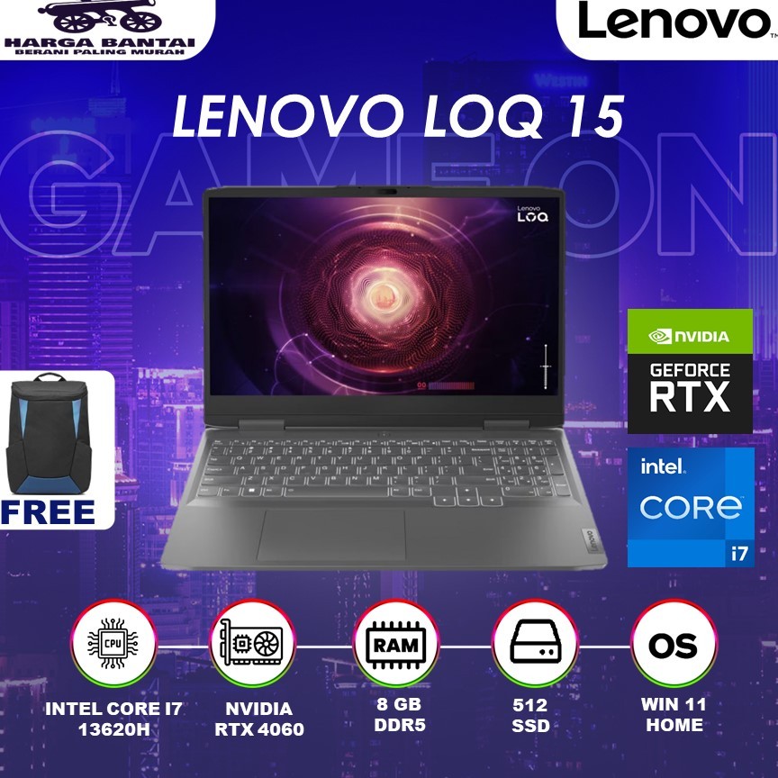 LENOVO LOQ 15 GeForce RTX™ 4060 - i7 13620H 8GB 512SSD 165Hz