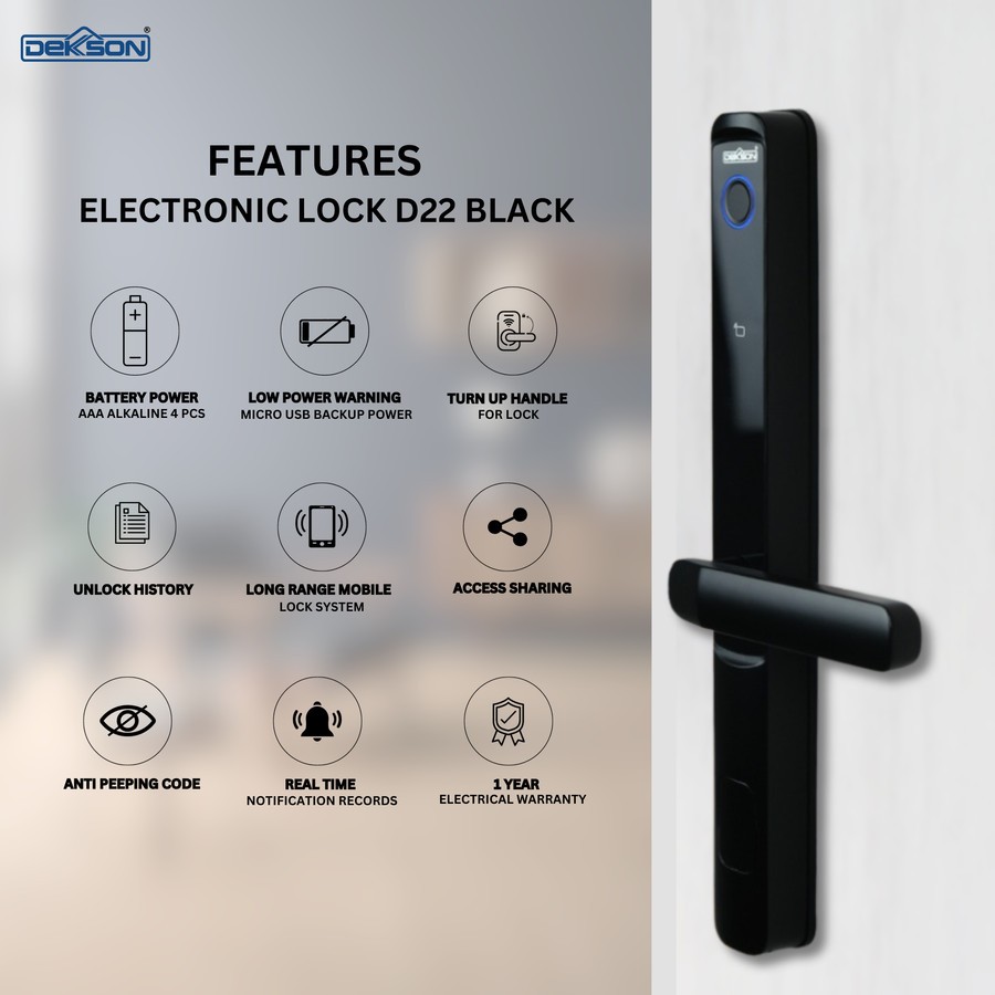 Kunci Digital Smart Door ELECTRONIC LOCK DEKKSON Black ELD22