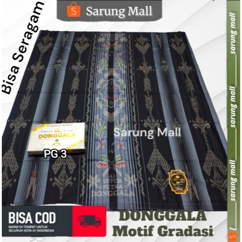 Sarung DONGGALA Gradasi Resmi Pabrik Grade Putra Donggala Sragam Hitam