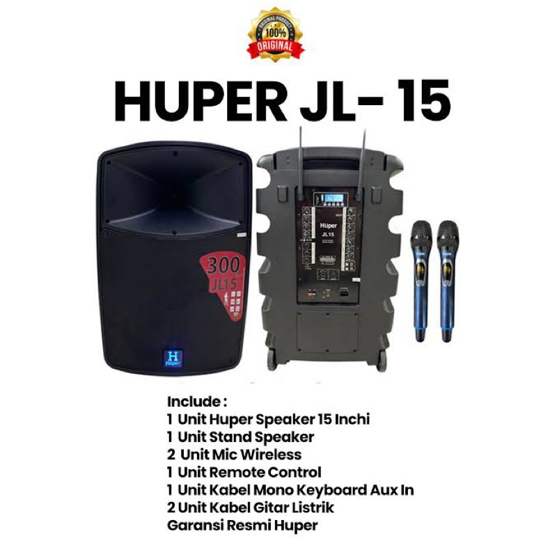 HUPER JL15 HUPER SPEAKER PORTABLE HUPER JL 15 HUPER SPEAKER WIRELESS HUPER SPEAKER CAS HUPER SPEAKER ORIGINAL HUPER +2 MIC