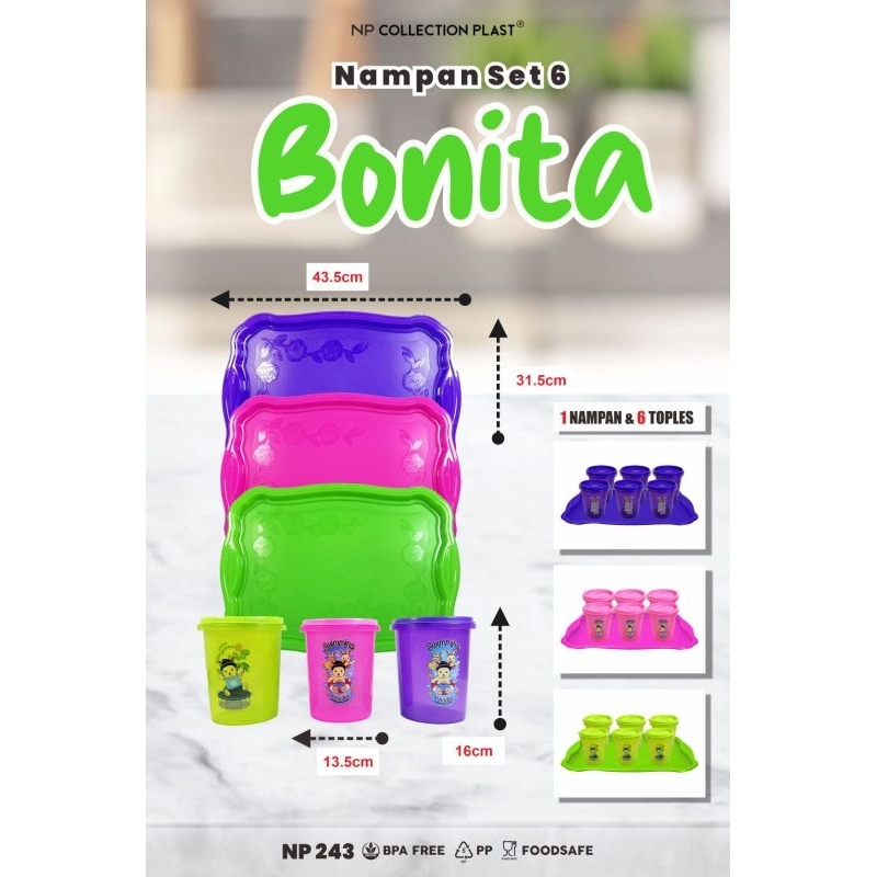 Toples Set Bonita NP + Nampan Set 6 / Tpls Karakter 1 Nampan & 6 Toples