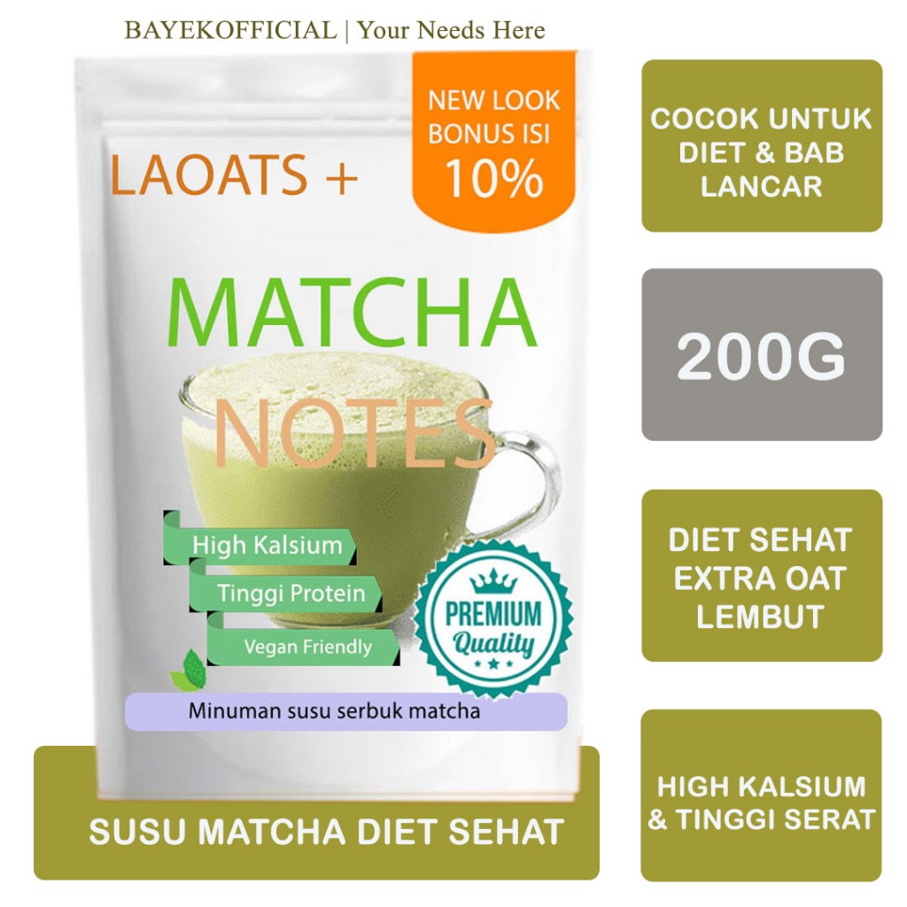 

Matcha Powder Penurun Berat Badan Pelangsing Badan Susu Diet Bubuk Matcha Oatmilk Susu Rendah Gula Laoats