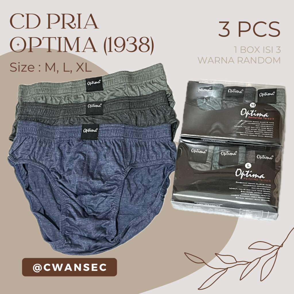 OPTIMA Celana Dalam Pria 3 Pcs / Optima 1938 / Sempak / CD Pria Premium Best Seller / CD Pria Dewasa