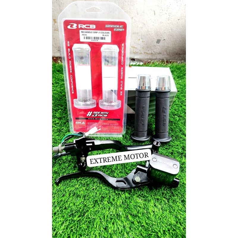 Paket promo hemat Master rem tabung kotak model RCB racing plus handgrip RCB original plus jalu stan