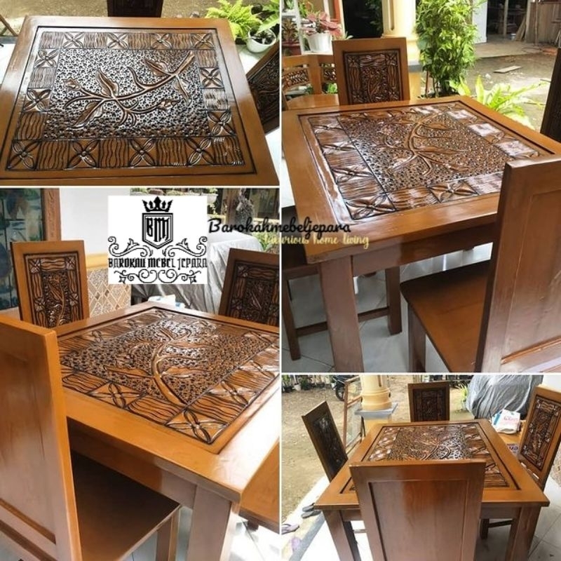 Meja makan minimalis jati 4 kursi / meja makan 4 kursi jati