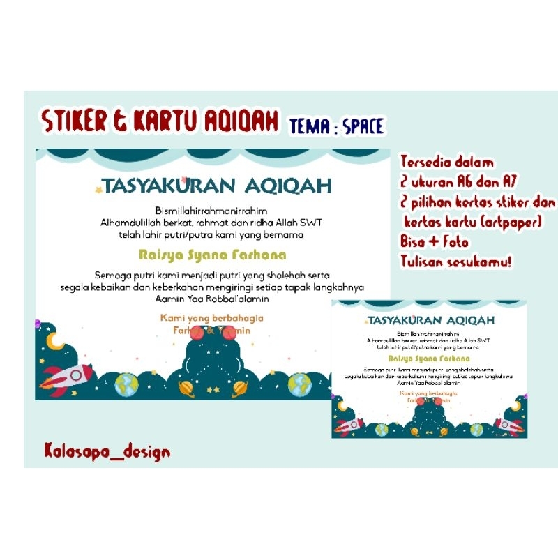 

Kartu/Stiker Aqiqoh & Syukuran Space (BISA + FOTO)