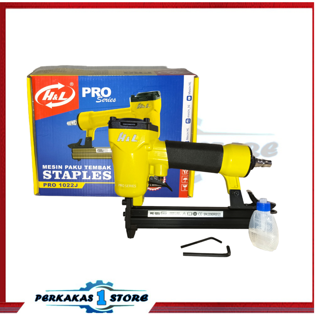 

STAPLES TEMBAK H&L 1022J / Mesin Stapler Tembak H&L 1022 J Air Nailler - Alat Paku Staples U Tembak Angin