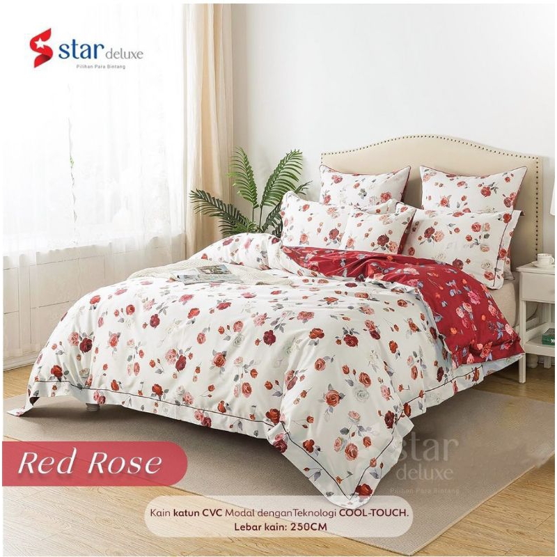 Red rose sprei antigeser katun cvc merk star