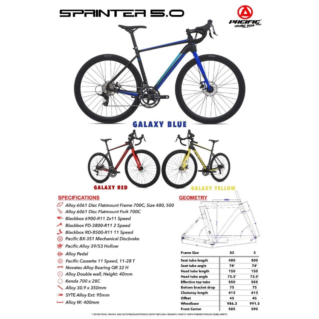 SEPEDA RB AL 700C PACIFIC SPRINTER 5.0 (2X11 MD) - 48, Random