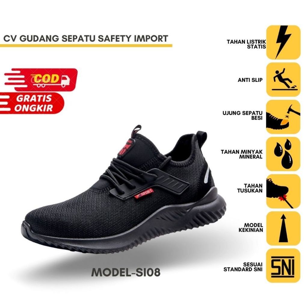 Sepatu Safety Shoes Proyek Import Pria Wanita Original Casual SI08