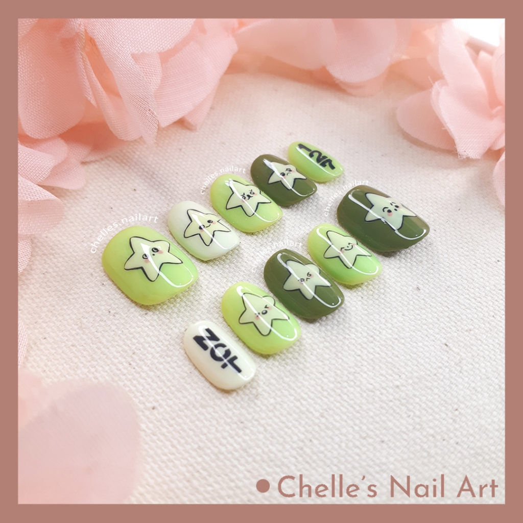 NCT Neon Starfish Doll Nails Custom Fake Nails Kuku Palsu Handmade Murah