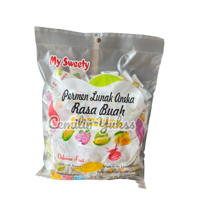 

My Sweety Permen Lunak Aneka Rasa Buah 360g ( Isi 100Pcs )