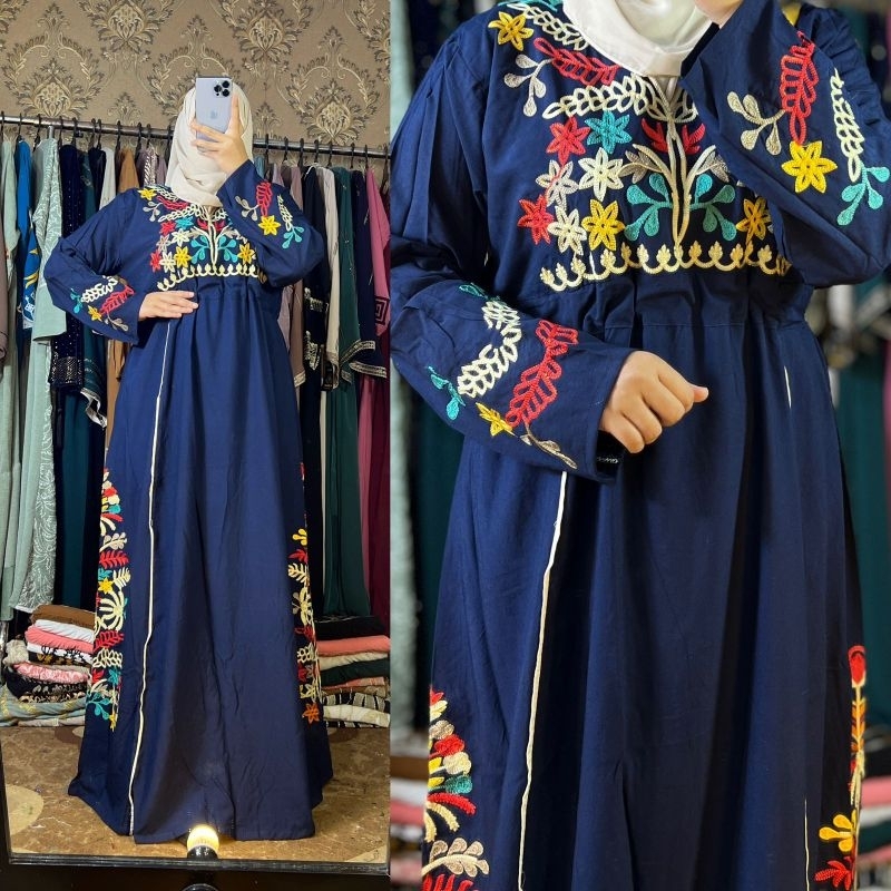 Baju Abaya Mesir Katun Bordir Motif Keren Ori Mesir