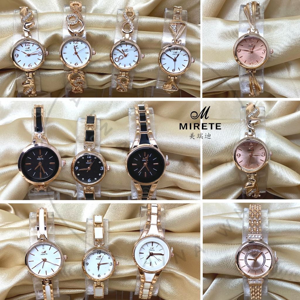 HEMAT Jam Tangan MIRETE MRT-RT13 Original Wanita Bulat Kecil Strap Rantai Stainless Steel Gold Emas