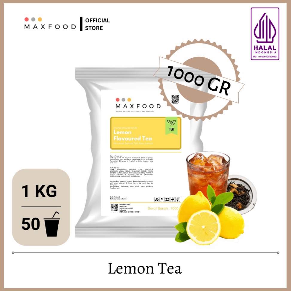 

B44ru MAXFOOD - 1Kg Bubuk Minuman Horeka Teh Buah - Lemon Tea - Lychee Tea - Peach Tea - Tea - Bluebery Tea - Kiwi Tea - Mango Tea - Blackcurrant Tea Limited