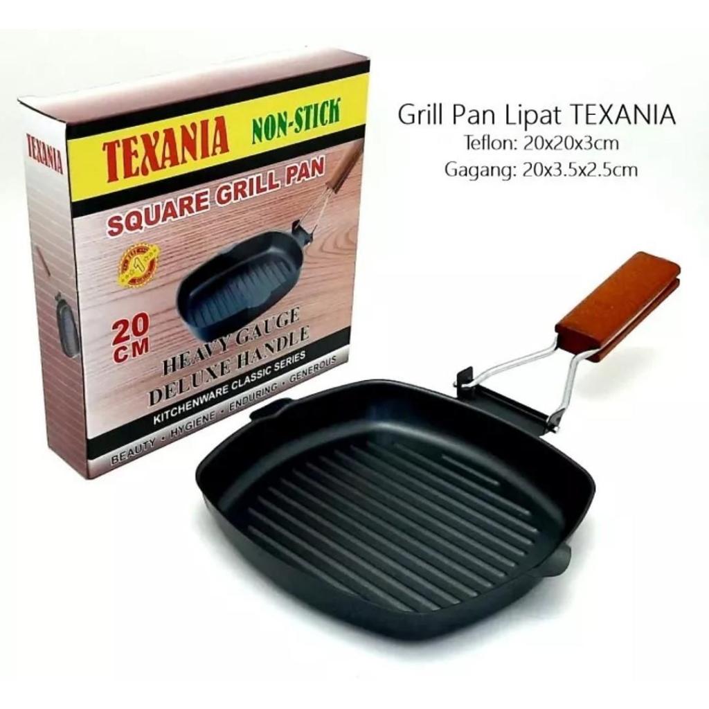 TEXANIA Square Grill Pan 20 cm / Cookware Teflon  Panci Panggang Serbaguna