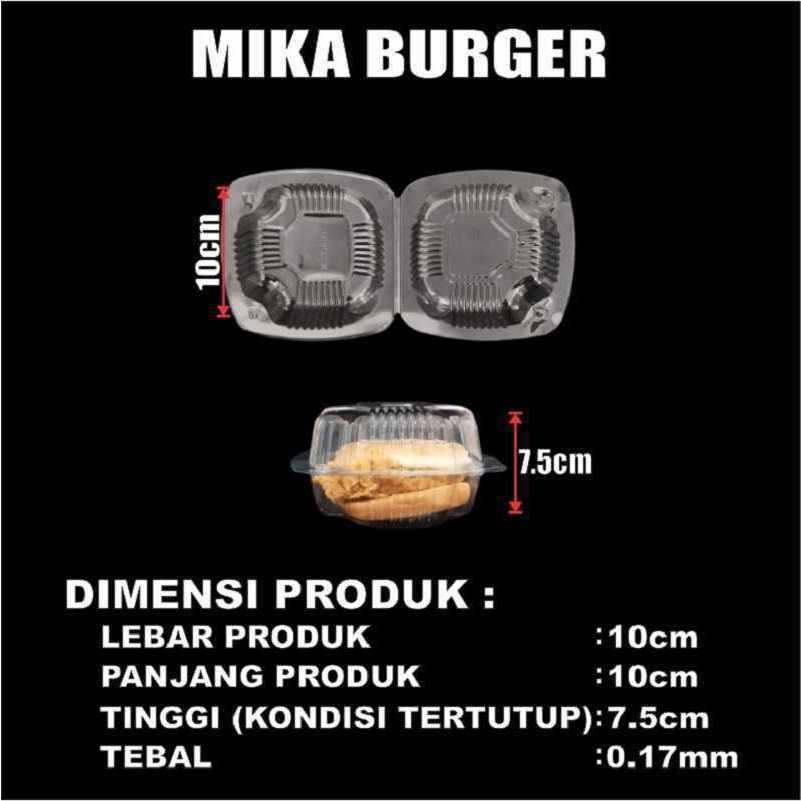 Mika Burger HB Plastik Bening Roti Donut Hamburger /Pack Tebal