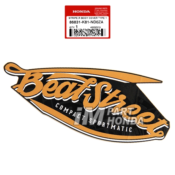 86831-K81-ND0ZA Stiker Cover Body Kanan Beat Street K81 2018 Hitam Dof