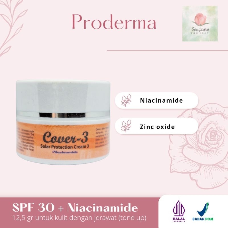 Proderma Cover 3 Sunscreen SPF 30 + Niacinamide BPOM