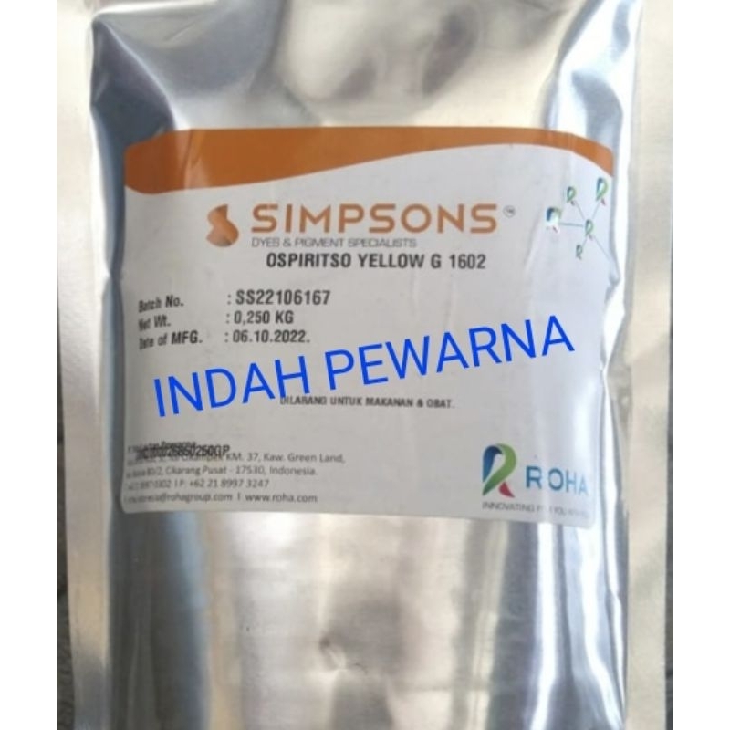 DIJAMIN ORI 100% Pewarna minyak kuning muda/Ospiritso yellow-1602 merek simpsons