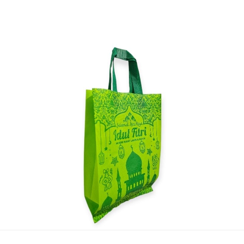 (LUSINAN 12pcs) Goodie bag LEBARAN 38x45x8 edisi 2024 sablon 2 sisi/tas lebaran