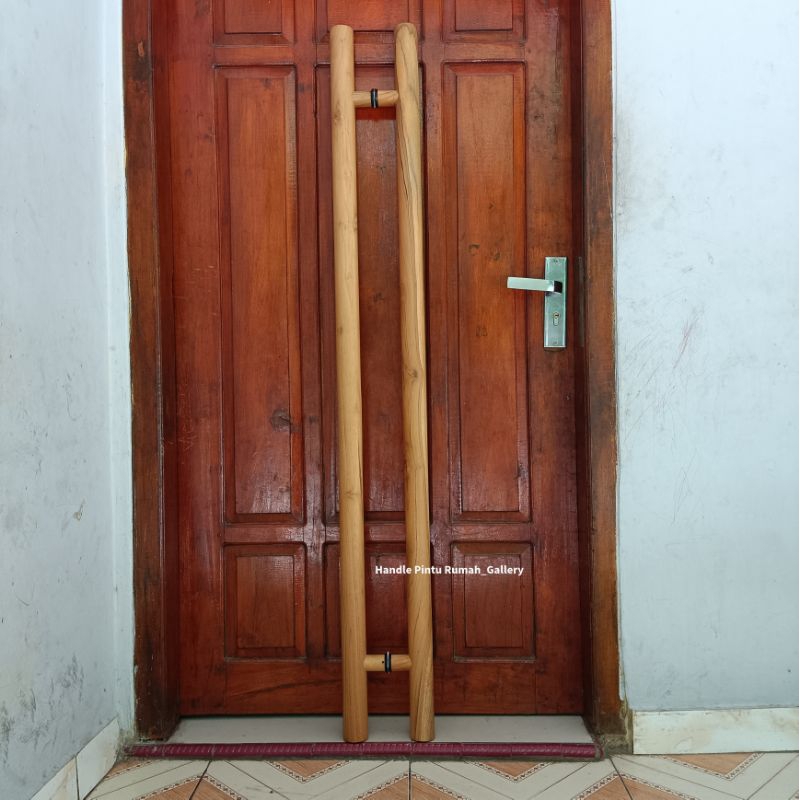 Handle Pintu Gagang Pintu Rumah Kayu Jati Solid Kaca Bulat 160 cm