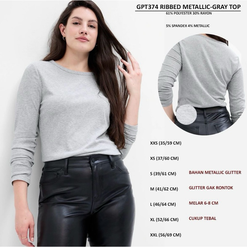 Kaos Wanita Glittet Metalic Lengan Panjang branded GAP Original