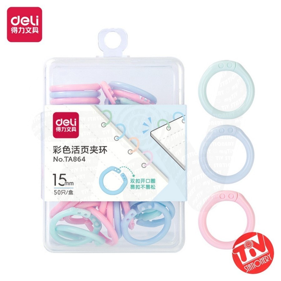 

Single Ring Binder Deli Pastel Color 15mm (isi 50)