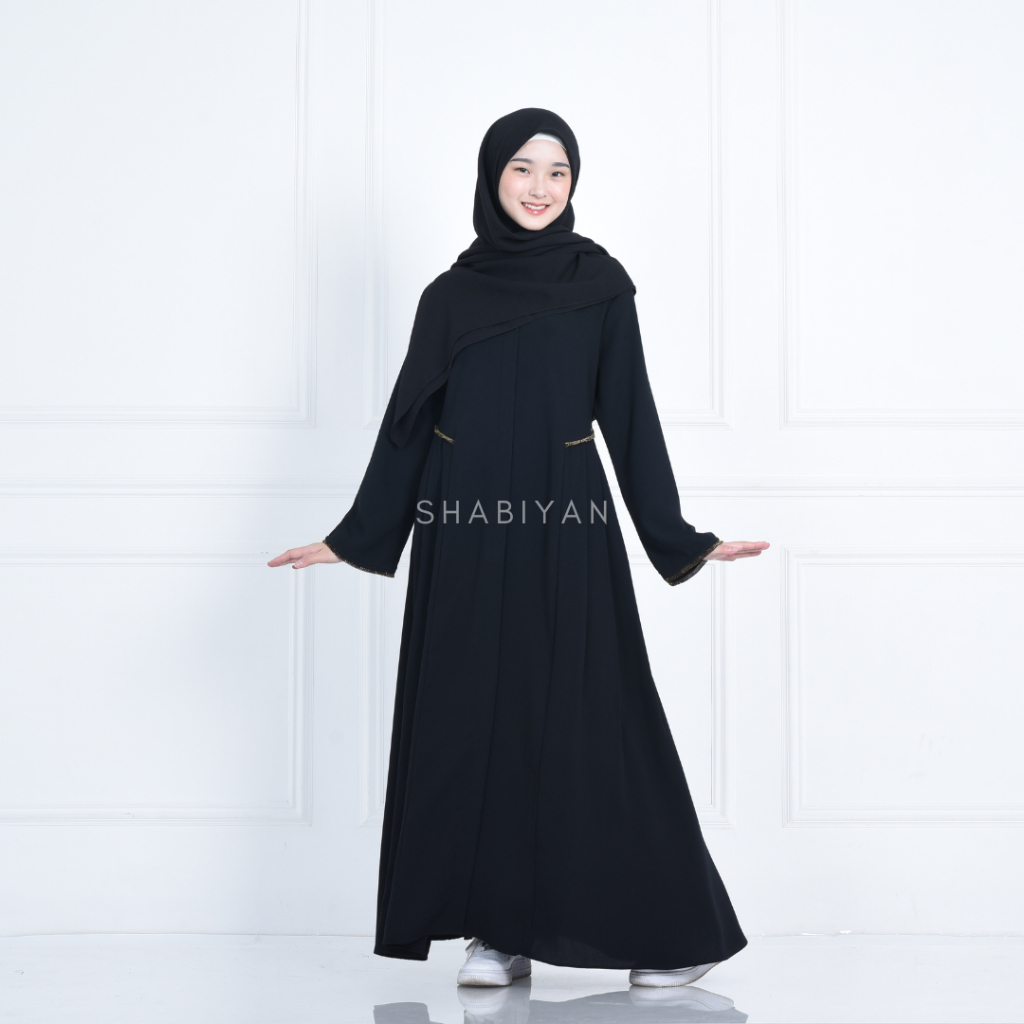 SHABIYAN 449 Gamis Hitam Polos Abaya Premium | Esra-1