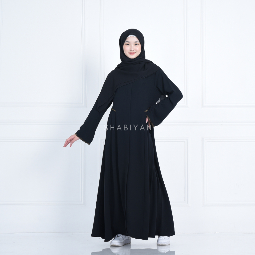 SHABIYAN 449 Gamis Hitam Polos Abaya Premium | Esra-M = LD 100