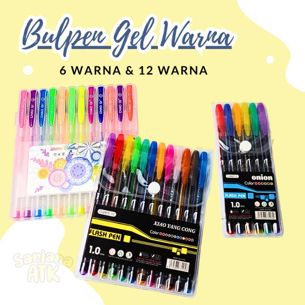 

1 set Bulpen Gel Gliter Karakter Warna Warni