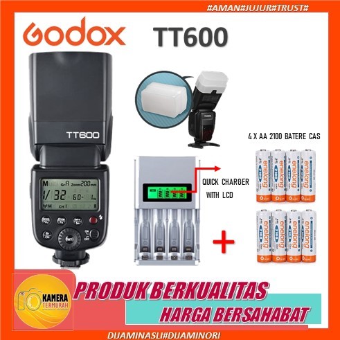 Godox TT600 Universal Flash Camera + Baterai Enelong 2100MAH